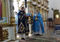 Архиерейская  литургия в Троицком соборе р. п. Ордынское в день празднования Благовещения Пресвятой Богородицы