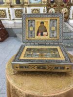 Ковчег с мощами прп. Максима Грека — в соборе в честь Живоначальной Троицы р. п. Ордынское